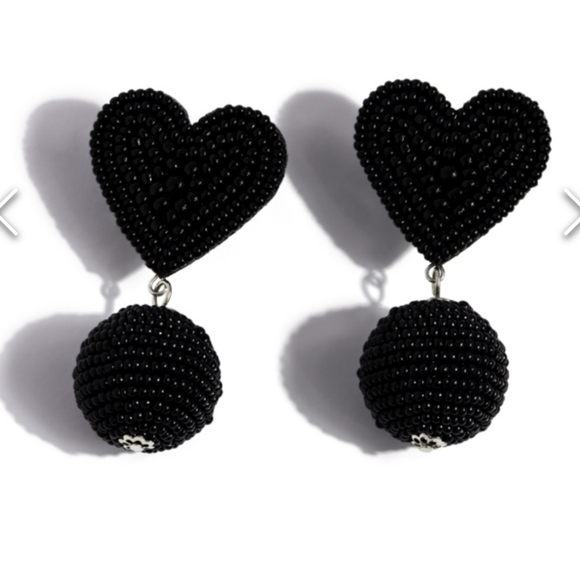 Spherical Sweathearts Black Earrings Unique Post - Picture 2 of 5